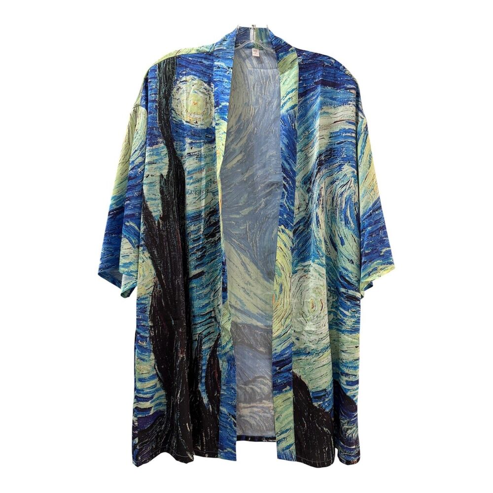 Van Gogh Lighthouse Immersive Exhibit Starry Night Women Medium Robe Kimono